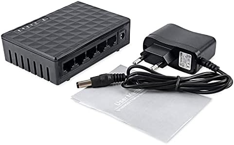 Конектори с 5-портов Gigabit комутатор 10/100/1000 Mbps LAN rj-45 Ethernet Hub бързо превключване на компютъра в мрежа с адаптер на захранване EU/US - (CN, Цвят: Стандартен бял САЩ)