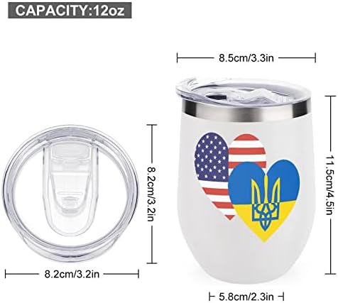 Украински Флаг на САЩ във формата НА Сърце, Бутилка, Чаша с Капак Изолиран Чаша От Неръждаема Стомана Двойни Стени на Офис Домашни Чаши