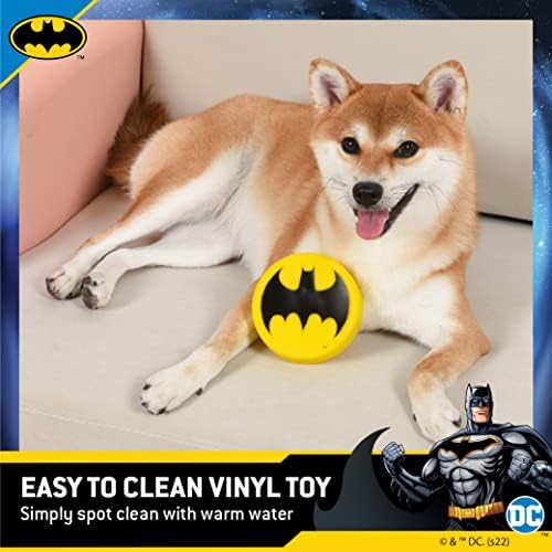 DC Comics за домашни любимци, Vinyl играчка за кучета със сигнал прилеп Батман |Малка Играчка за кучета, Писклявая Играчка за Кучета | Мила, Забавна и Безопасна играчка-Супергерой за Кучета | Дъвки играчка за куче Батман,