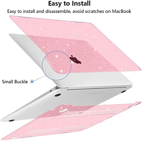Калъф MEEgoodo за MacBook Air 13 инча 2020 2021 2019 2018 година на издаване A2337 M1 A2179 A1932 с Touch ID, тънък Мек твърд калъф за вашия КОМПЮТЪР с клавиатура, съвместима с MacBook Air Case 13,3, Блестящ Розов