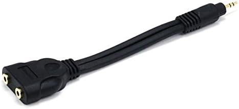 Аудио кабел Monoprice дължина 0,58 фута - Черно | Премия 3,5 мм стерео мъжки на 2 3,5 мм стерео щепсела 22AWG, позлатени