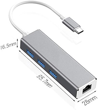 Мрежови продукти LUOKANGFAN LLKKFF от USB-C / Type-C Gigabit Ethernet RJ45, 3 x USB 3.0 Адаптер Конвертор Център, Външен Компютър Таблет Телефон Универсална серия USB Type-C (цвят сребрист)