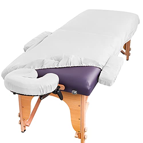 Кърпи за масаж на масата EBANKU, многократна употреба Покривка за спа масаж с Еластична Лента, Дебели Непромокаеми Чаршафи, Памучни Дишащи спа-спално бельо за интериора на Хотела, са Подходящи за легла 63 * 19,5 (бял)