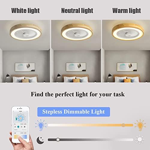 Полилеи CUTYZ, Таван, Заден Фенове с Осветление и Дистанционно Тихо вентилатор с приложение на Led плафониери с регулируема яркост и Таймер 72 W за Спалня, Хол, Трапезария, Вентиляторного осветление