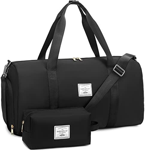 Чанти SHOULDCAT Weekender за жени, Скъпа чанта-тоут, спортна Спортна чанта, чанта за носене, Нощен чанта, Больничная чанта за раждане на дете с отделение за обувки (черен)