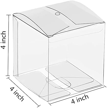 50 БР Прозрачна Кутия за бонбони и Ябълки С дупка Отгоре | 4 x 4 x 4 Подаръчни Кутии За домашни любимци С Карамельными Ябълки, Декорация | Прозрачни Кутии за сватби, партита, Коледа, Нова година | Храна в безопасни