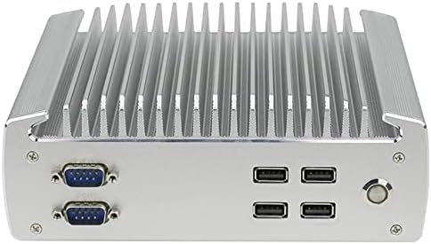 Индустриална PC PARTAKER Без вентилатор, Мини-КОМПЮТЪР на Windows 10 Pro, Настолен компютър Celeron J1900, Четириядрен Вграден компютър с две локални мрежи, 6 COM RS232 RS485 HD 6 USB, 8 GB оперативна памет, 256 GB