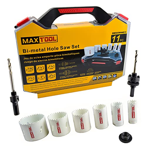 MaxTool 11 БР. Комплект дырорезов за Електротехник HSS M3 Биметаллический Комплект Дырорезов 44 мм За дълбоко рязане на Метал Комплект дырорезов биметалл; BMS03W44E11