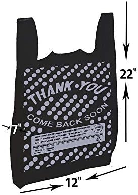 Заредете Торби за Многократна употреба за тениски Хранителни Найлонови торбички с дръжки Пазарски Чанти на едро Ресторант чанти, 12 x 7 x 22 инча (200 бр.)...