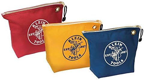 Чанти Klein Tools 5539CPAK с цип, Холщовые чанти за инструменти - това е 10-Инчов чанти за консумативи за съхраняване на части, 3 за опаковане в различни цветове