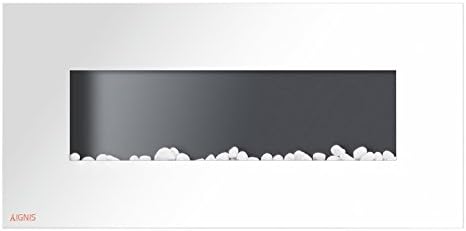 Електрическа камина Ignis Royal White с 50-инчов монтиране на стена от камъчета, CSA сертифицирани в САЩ (може да се вгради без отопление)