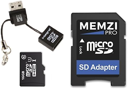 Карта памет MEMZI PRO 16GB Class 10 90 Mbps Micro SDHC карта с адаптер за SD карта и USB-media reader за Samsung Galaxy Sol 2, Amp Prime 2, Halo, Sol, Amp Prime, Amp 2, Luna, Преобладават LTE, Sky, Legend, Avant Телефони