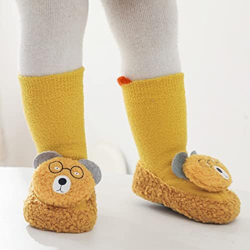 Зимни Детски Обувки с дълги Тръбна чорапи За малки Момчета И Момичета, Нескользящие Плюшени Топли Чорапи на равна подметка За Момиченца