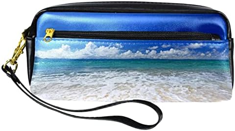 TBOUOBT Косметичка Пътна Косметичка, Bag-Чанта, дамска чанта с цип, в Океана, на Плажа, на Небето, Слънчев Ден