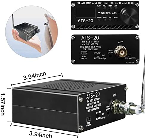 Si4732 Полнодиапазонный радио FM AM (MW & SW) и SSB (LSB & USB) Портативен Преносим Радиомагнитофон, Вградена Батерия, с високоговорител, антена и корпус от алуминиева сплав