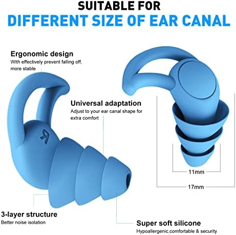 Тапи за уши за сън с Шумопотискане, Сверхмягкие, тапи за уши за Многократна употреба, за защита на слуха, Блокиране на Звука за Концерти, Работа - Син