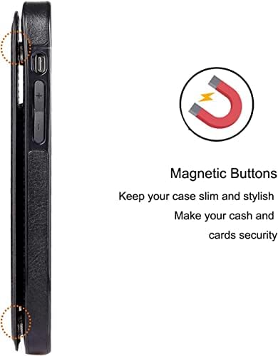 Чанта-портфейл JOYAKI, съвместим с iPhone 14 Pro Max, Тънък Защитен калъф с държач за карти, джоб за карти от изкуствена кожа премиум-клас с защитен екран за iPhone 14 Pro Max (6,7 инча)-Черен