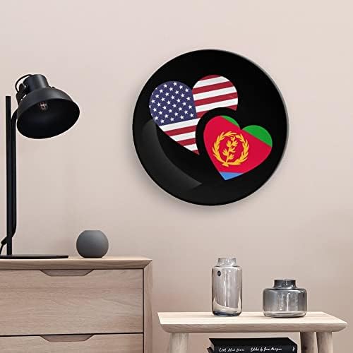 Еритрея Флаг на САЩ Керамични Декоративни Чинии с Поставка от Костен Порцелан Висящи Украшения Десертни Чинии