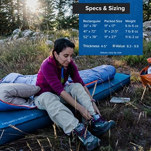 Big Agnes Captain Comfort Deluxe Camp | Изключително Удобен, Всесезонни, самостоятелно помпане на Спален мат, Двойна ширина, Гибралтарское море