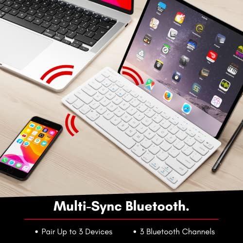 Macally Small Bluetooth Keyboard за Mac - Безжична клавиатура с няколко устройства за Mac Mini / Pro, Macbook Pro / Air, iMac, iPad, iPhone, КОМПЮТЪР, Съвместима с лаптоп клавиатура Apple Wireless Compact