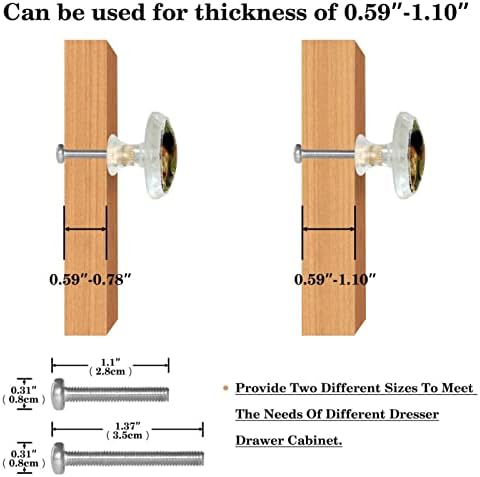 GUEROTKR 4 бр., Прозрачни Дръжки за Шкафове, Дръжки за Шкафове, Дръжки за Скринове, Дръжки за Шкафове и чекмеджета, Пейзаж с участието на Кучета